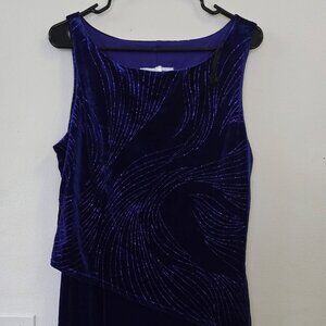 Vintage Jessica Howard Deep Purple Velvet Dress Size 14